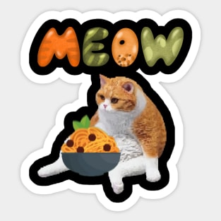 Funny Cat eating spaghetti Sticker